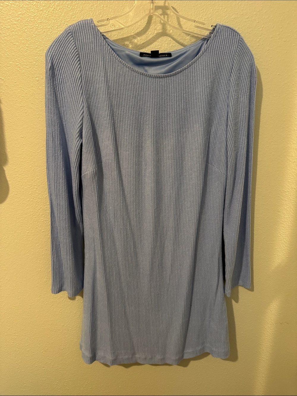 Boston Proper Light Blue Ribbed Long Sleeve Tunic Dress
